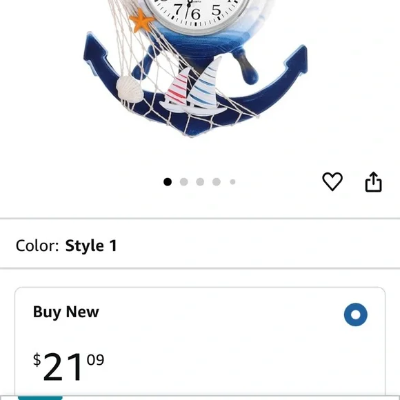 NWOT Nautical Blue and White Anchor Wall Clock - Picture 10 of 10